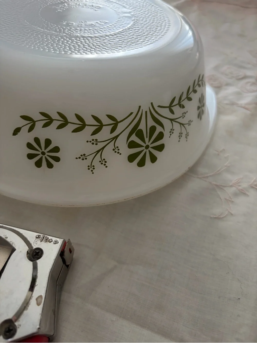Glasbake Green Floral White Covered Casserole Dish - Classic Bakeware
